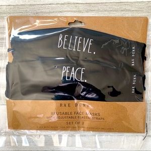 Rae Dunn Peace/Believe black face masks